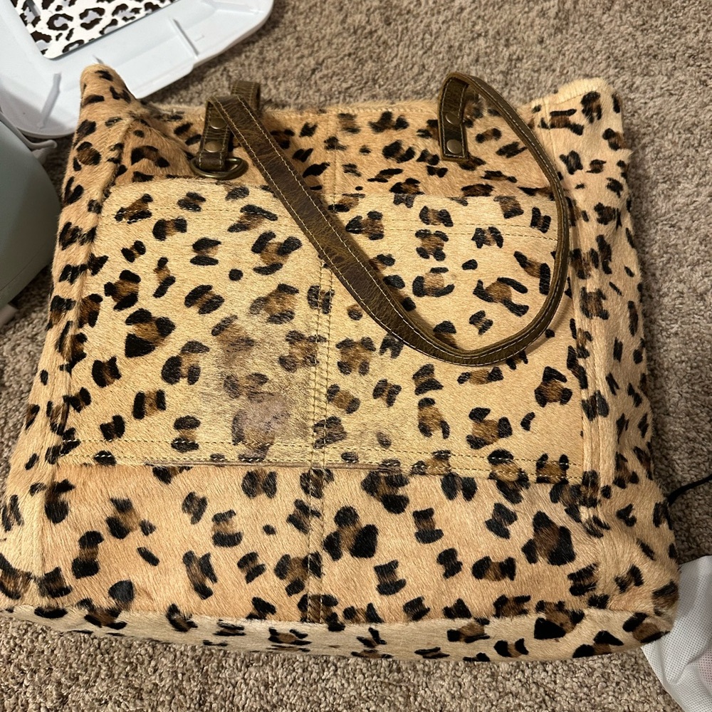 Myra Bag Tan and Black Animal Print Tote
